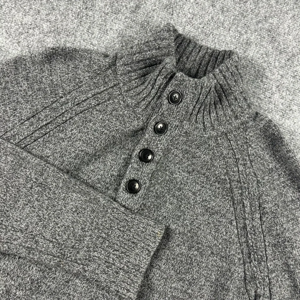 Banana Republic Sweater Mens Medium‎ Grey Recycled Wool Blend Mock Neck Button